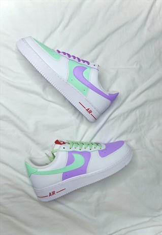 NIKE GREEN LILAC CUSTOM AIR FORCE 1 (SMALLER SIZES)