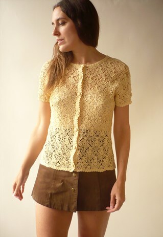 1990'S VINTAGE CROCHET HIPPIE FESTIVAL TOP CARDIGAN