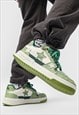 Denim sneakers star patch trainers jean finish shoes green