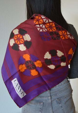 VINTAGE LANVIN SCARF CARRE CIRCLE PRINTS