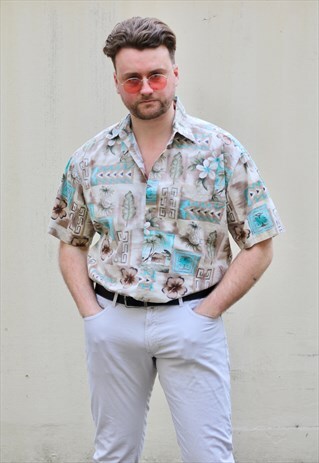 PIERRE CARDIN USA 90S MOSAIC FLORAL VINTAGE SHIRT
