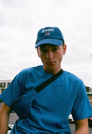 ROYAL BLUE HEAVYWEIGHT T-SHIRT WITH WOVEN LABEL DETAIL
