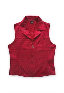 Vintage Fendi top zip up waistcoat red FF monogram