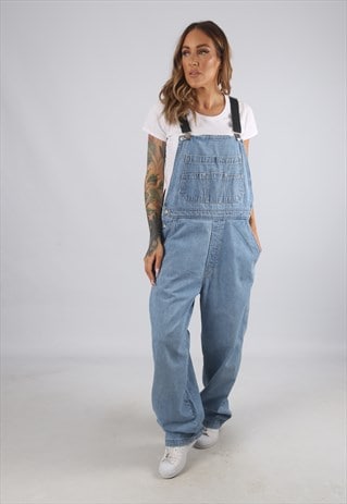 VINTAGE DENIM DUNGAREES BICH REWORKED GAP UK L 14 (9AV)