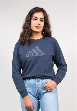 VINTAGE 90'S DARK BLUE ADIDAS SWEATER JUMPER