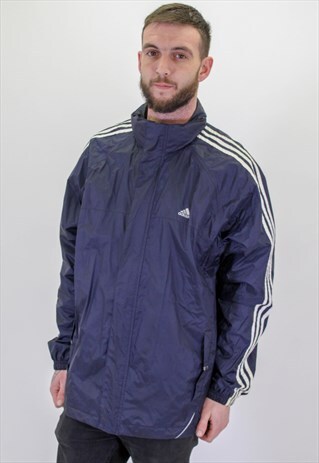 VINTAGE ADIDAS WINDBREAKER JACKET IN BLUE XL