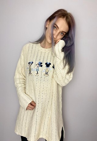 VINTAGE 90S CREAM MINNIE MOUSE KNIT JUMPER