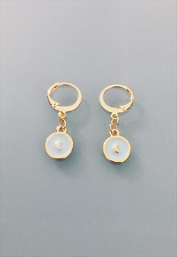 Mini moon hoop earrings gift idea for women