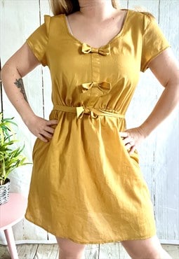 Vintage Mustard Yellow Bow Tie Belt 90's Mini Dress