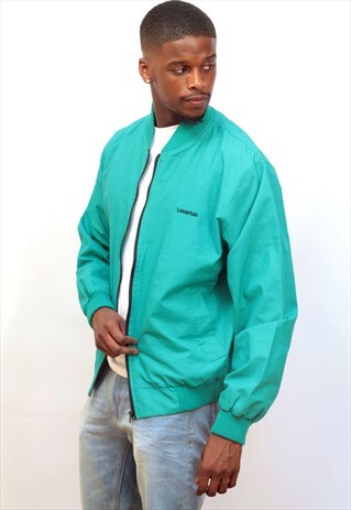 1990'S VINTAGE 'FITTED' GREEN BOMBER JACKET