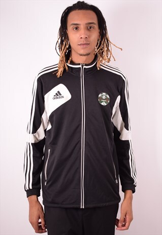 ADIDAS MENS VINTAGE TRACKSUIT TOP JACKET MEDIUM BLACK 90S