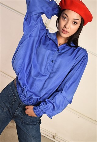 80'S RETRO FESTIVAL PARIS CHIC OVERSIZED BLOUSE TOP