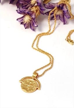 Solid Coin on Twisted Rope Chunky Chain, 18ct Gold Plated
