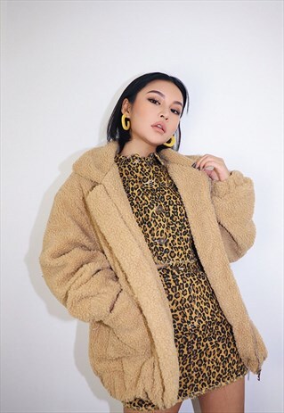 FURRY FAUX WOOL JACKET