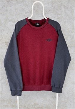 Vintage Umbro Sweatshirt Red & Grey Men's Large