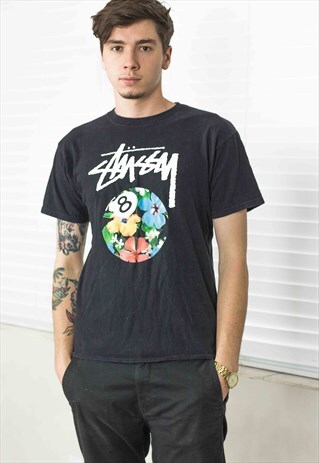 VINTAGE STUSSY T-SHIRT LOGO 90S M 6.8