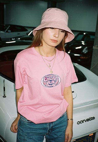 PERSONALISED PINK T-SHIRT GLITTER EMBROIDERY CHICKS RULE