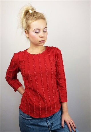 UNIQUE VINTAGE STRETCH FABRIC APPLIQUE DETAIL TOP / SM0071