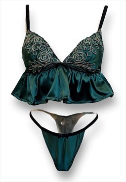 Jade Satin Bralette Lingerie Set