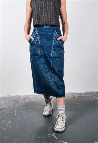 VINTAGE 1990S BLUE DENIN PENCIL SKIRT