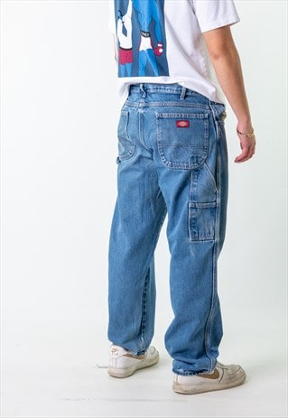 BLUE DENIM 90S DICKIES  CARGO SKATER TROUSERS PANTS JEANS