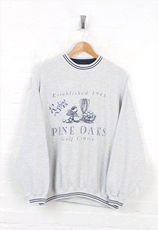 Vintage Pine Oaks Golf Course Sweater Grey Large