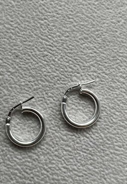 Sterling Silver Round Tube Hoop earrings for men