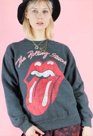 VINTAGE 90S SWEATSHIRT ROLLING STONES GREY JUMPER