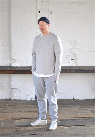 VINTAGE POLO RALPH LAUREN GREY MARL LONG SLEEVE TSHIRT