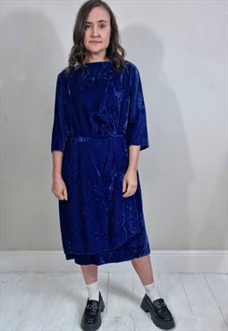Vintage 60s Blue Velvet Party Dress