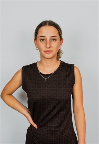 FENDI ZUCCA MONOGRAM BROWN OUT DRESS
