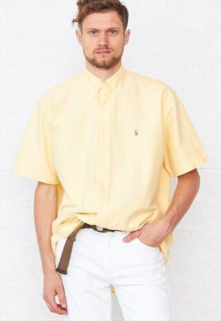 VINTAGE YELLOW POLO RALPH LAUREN SHORT SLEEVE SHIRT