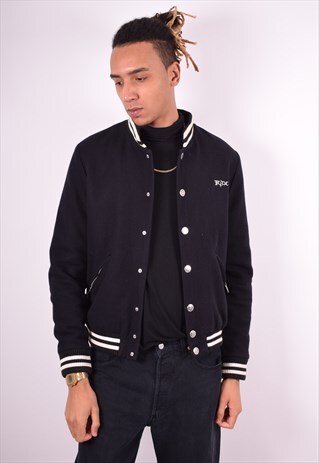 MENS VINTAGE BOMBER JACKET LARGE BLACK 90'S