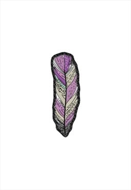Embroidered Purple Feather iron on patch / sew on patch
