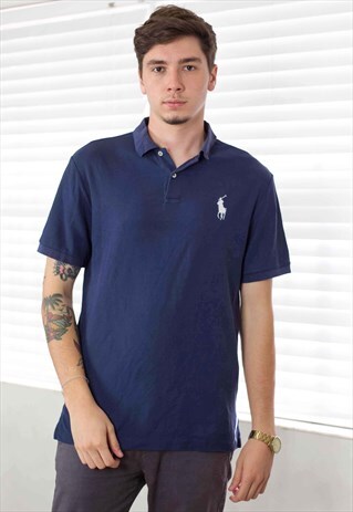 VINTAGE RALPH LAUREN POLO SHIRT LOGO 90S M 7.7