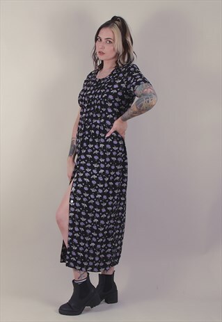 VINTAGE 90'S MAXI BUTTON DOWN FLORAL DRESS /A11014