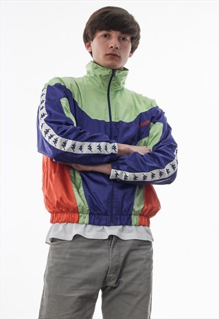 VINTAGE KAPPA TRACKSUIT WINDBREAKER 90S BLUE GREEN ORANGE