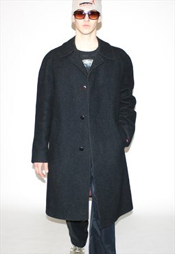 Vintage 90s classic wool mac trench coat in black