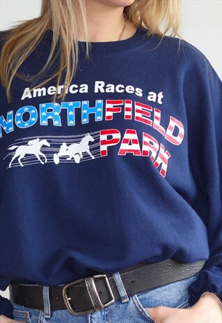 VINTAGE 90'S BLUE AMERICAN FLAG SWEATSHIRT