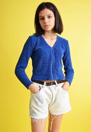 LOVELY 90'S RETRO MINIMALIST FLUFFY CROPPED JUMPER TOP