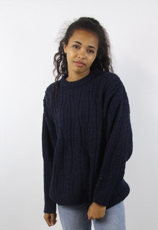 VINTAGE WINTER NAVY WOOL JUMPER