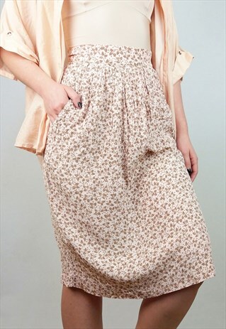 VINTAGE HIGH WAIST PENCIL SKIRT WITH POCKETS IN BLUSH PINK