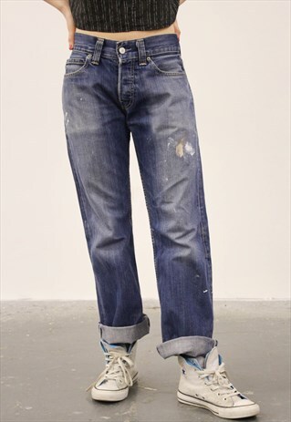 VINTAGE LEVI'S 512 BLUE PAINT MOM JEANS