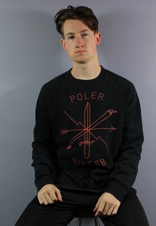 VINTAGE NIKE POLER SWEATSHIRT IN BLACK WITH PRINTED LOGO. SI