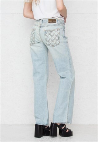 VINTAGE LIGHT BLUE JUST CAVALLI BOOT CUT DENIM JEANS