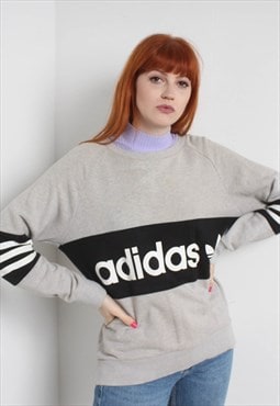 Vintage Adidas Spell Out Sweatshirt Grey