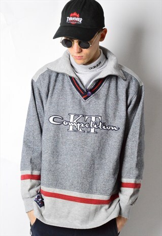 VINTAGE 90S GREY 1/3 ZIPPER SWEATSHIRT