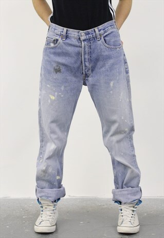 VINTAGE LEVI'S 501 BLUE PAINT MOM JEANS
