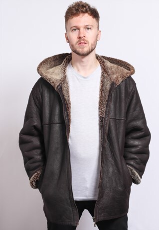 VINTAGE LEATHER HOODED JACKET