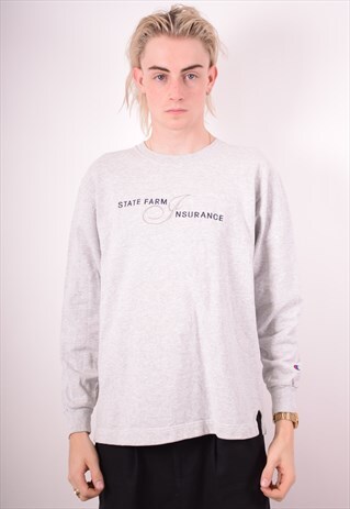 CHAMPION MENS VINTAGE SWEATSHIRT JUMPER LARGE GREY 90S